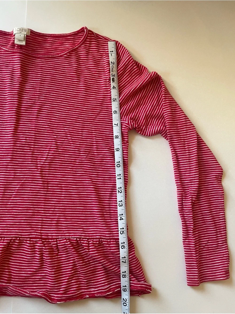 J. Crew Preppy Red and White Stripe Long Sleeve Top